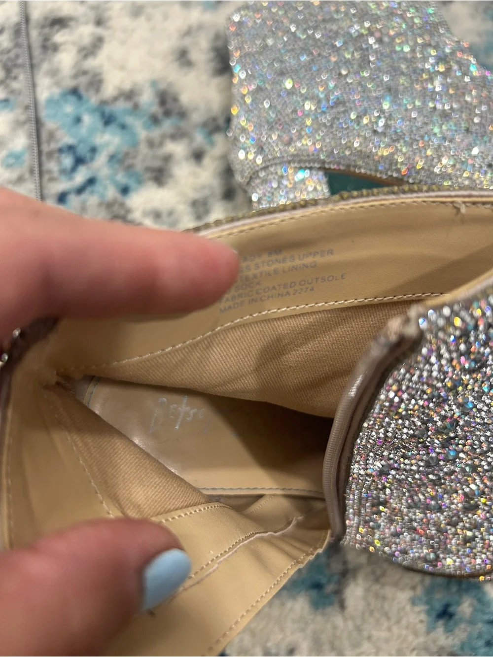 Betsey Johnson Silver Crystal Embellished Ankle Boots